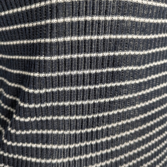 ✨3/$15 Zara Blue White Striped Sheer Stretch Short Sleeve Shirt M - Picture 3 of 8